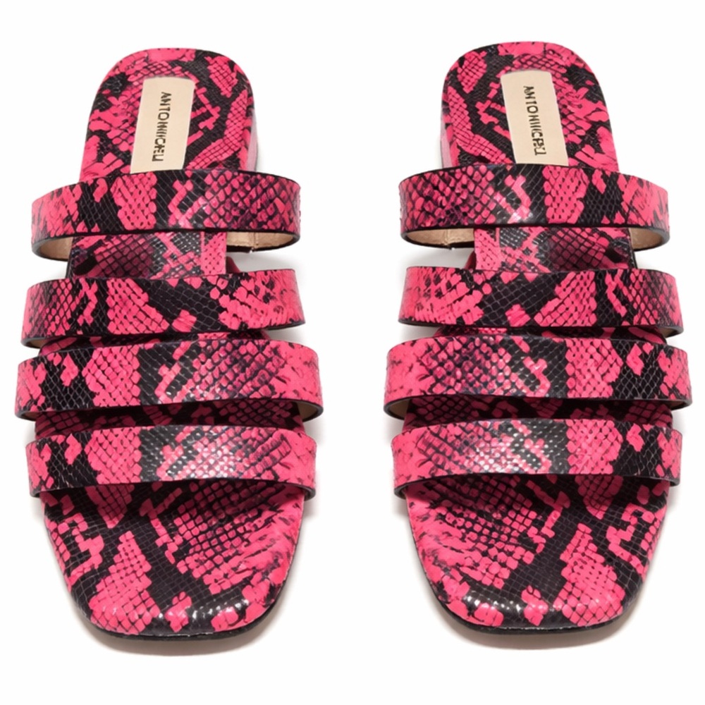 Antonio Melani Merced Pink Snakeskin Multi Strap Slide Sandals - Picture 8 of 8